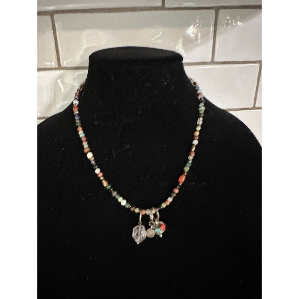 Peyote Bird Signed Necklace Sterling Silver Turquoise Coral Sundance Catalog 18”
